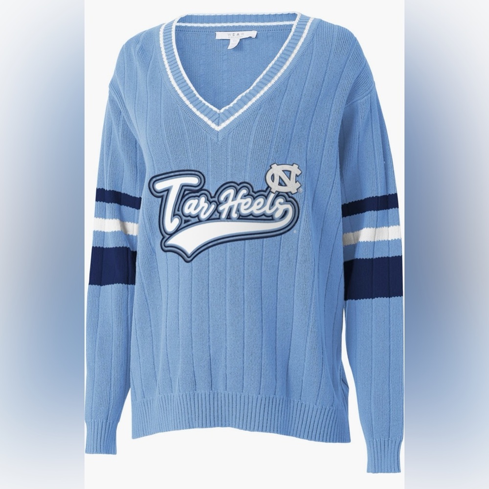 University of North Carolina Tar Heels Women's Medium Blue V-Neck Sweater UNC